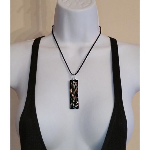 BUNDLE lot 2 Foil Art Glass Pendant Necklaces - Picture 3 of 5